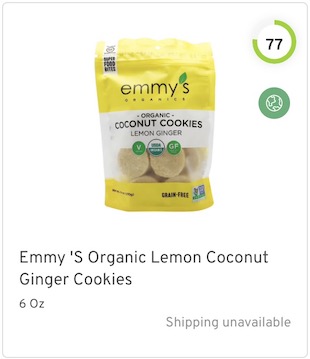 Emmy 'S Organic Lemon Coconut Ginger Cookies Nutrition and Ingredients