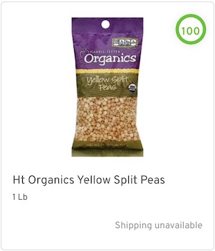 Ht Organics Yellow Split Peas Nutrition and Ingredients