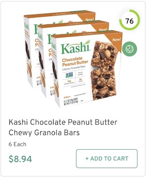 Kashi Chocolate Peanut Butter Chewy Granola Bars Nutrition and Ingredients
