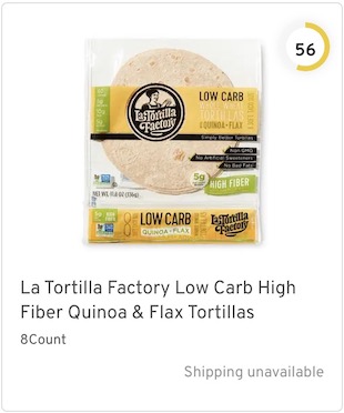 La Tortilla Factory Low Carb High Fiber Quinoa & Flax Tortillas Nutrition and Ingredients
