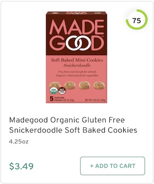 Madegood Organic Gluten Free Snickerdoodle Soft Baked Cookies Nutrition and Ingredients