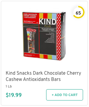 Kind Snacks Dark Chocolate Cherry Cashew Antioxidants Bars Nutrition and Ingredients