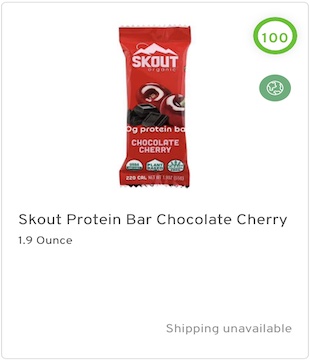 Skout Protein Bar Chocolate Cherry Nutrition and Ingredients