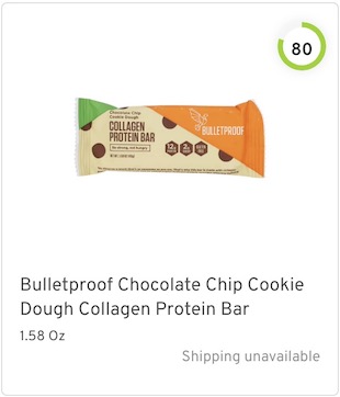 Bulletproof Chocolate Chip Cookie Dough Collagen Protein Bar Nutrition and Ingredients