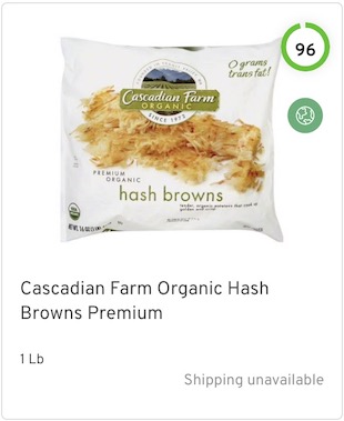 Cascadian Farm Organic Hash Browns Premium Nutrition and Ingredients