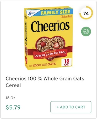 Cheerios 100 % Whole Grain Oats Cereal Nutrition and Ingredients