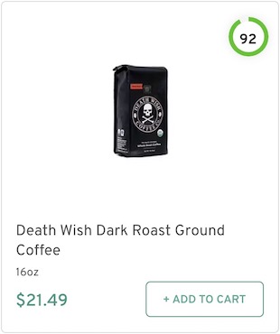 Death Wish Dark Roast Ground Coffee Nutrition and Ingredients
