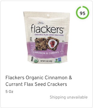 Flackers Organic Cinnamon & Currant Flax Seed Crackers Nutrition and Ingredients