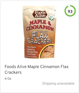 Foods Alive Maple Cinnamon Flax Crackers Nutrition and Ingredients