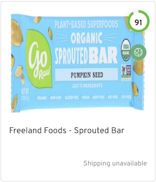 Freeland Foods Sprouted Bar Nutrition and Ingredients