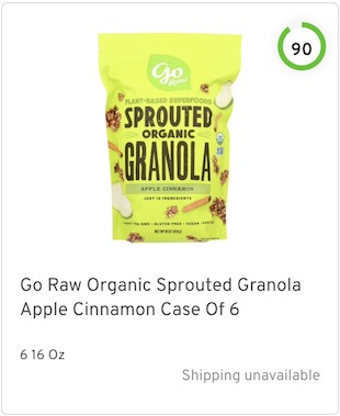 Go Raw Organic Sprouted Granola Apple Cinnamon Nutrition and Ingredients