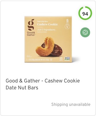 Good & Gather - Cashew Cookie Date Nut Bars Nutrition and Ingredients