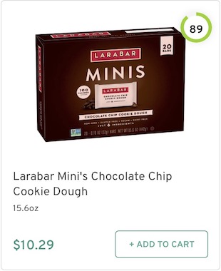 Larabar Mini's Chocolate Chip Cookie Dough Nutrition and ingredients