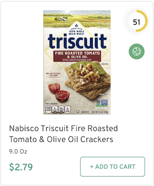 Nabisco Triscuit Fire Roasted Tomato & Olive Oil Crackers Nutrition and Ingredients