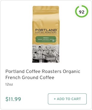 Portland Coffee Roasters Organic French Ground Coffee Nutrition and Ingredients