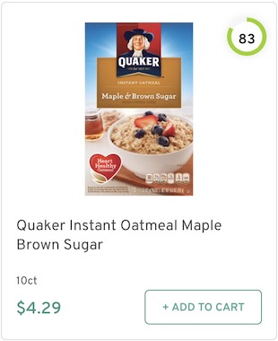 Quaker Instant Oatmeal Maple Brown Sugar Nutrition and Ingredients