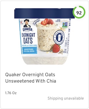 Quaker Overnight Oats Unsweetened With Chia Nutrition and Ingredients