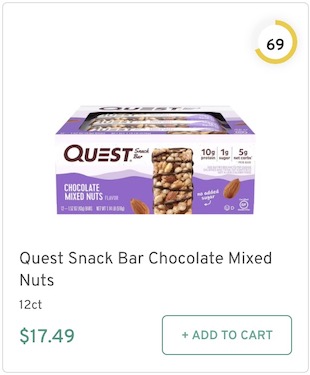 Quest Snack Bar Chocolate Mixed Nuts Nutrition and Ingredients