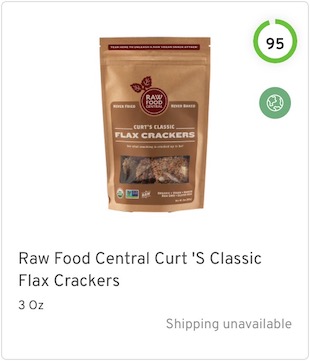 Raw Food Central Curt's Classic Flax Crackers Nutrition and Ingredients