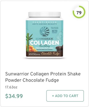 Sunwarrior Collagen Protein Shake Powder Chocolate Fudge Nutrition and Ingredients