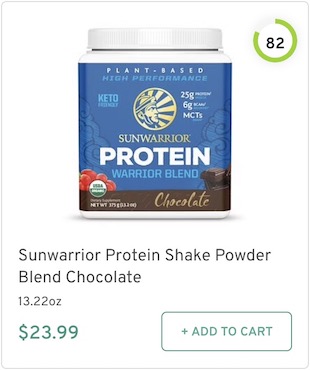 Sunwarrior Protein Shake Powder Blend Chocolate Nutrition and Ingredients