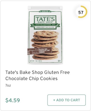 Tate's Bake Shop Gluten Free Chocolate Chip Cookies Nutrition and Ingredients