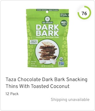 Taza Chocolate Dark Bark Snacking Thins With Toasted Coconut Nutrition and Ingredients