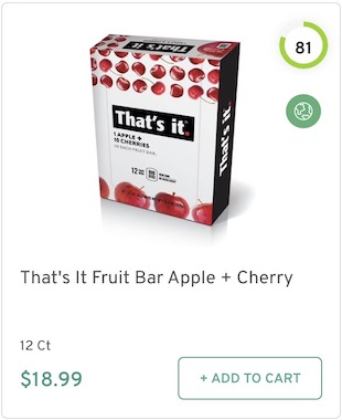 That's It Fruit Bar Apple + Cherry Nutrition and Ingredients
