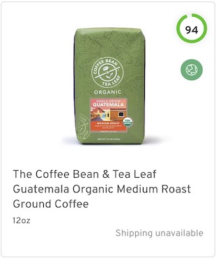 The Coffee Bean & Tea Leaf Guatemala Organic Medium Roast Ground Coffee Nutrition and Ingredients