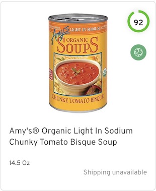Amy 'S Organic Soups Light In Sodium Chunky Tomato Bisque Nutrition and Ingredients