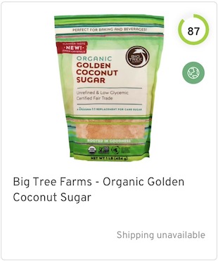 Big Tree Farms - Golden Coconut Sugar Nutrition and Ingredients