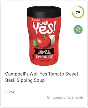 Campbell's Well Yes Tomato Sweet Basil Sipping Soup Nutrition and Ingredients
