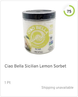 Ciao Bella Sicilian Lemon Sorbet Nutrition and Ingredients