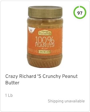 Crazy Richard's Crunchy Peanut Butter Nutrition and Ingredients