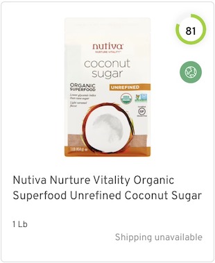 Nutiva Nurture Vitality Superfood Unrefined Coconut Sugar Nutrition and Ingredients