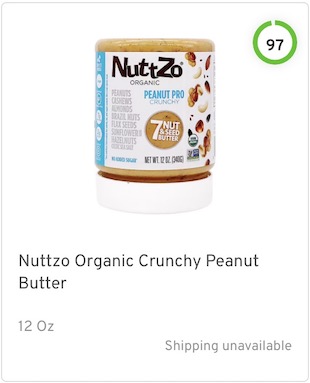 Nuttzo Organic Crunchy Peanut Butter Nutrition and Ingredients