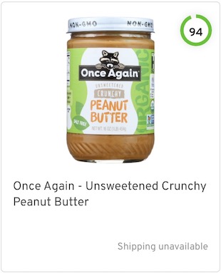 Once Again Unsweetened Crunchy Peanut Butter Nutrition and Ingredients