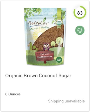 Food to Live Brown Coconut Sugar Nutrition and Ingredients