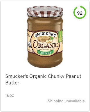 Smucker's Organic Chunky Peanut Butter Nutrition and Ingredients