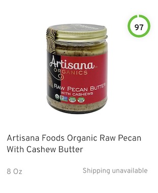 Artisana Foods Organic Raw Pecan With Cashew Butter Nutrition and Ingredients