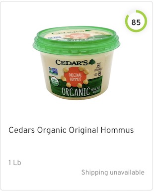 Cedars Organic Original Hummus Nutrition and Ingredients