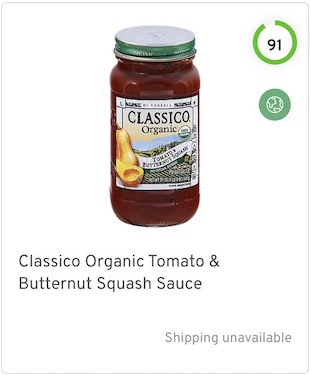 Classico Organic Tomato & Butternut Squash Sauce Nutrition and Ingredients