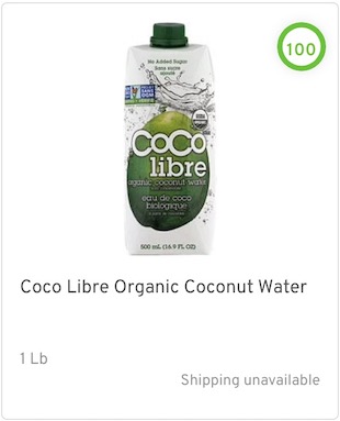 Coco Libre Organic Coconut Water Nutrition and Ingredients