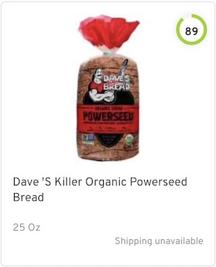 Dave's Killer Organic Powerseed Bread Nutrition and Ingredients