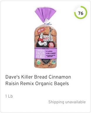 Dave's Killer Bread Cinnamon Raisin Remix Organic Bagels Nutrition and Ingredients