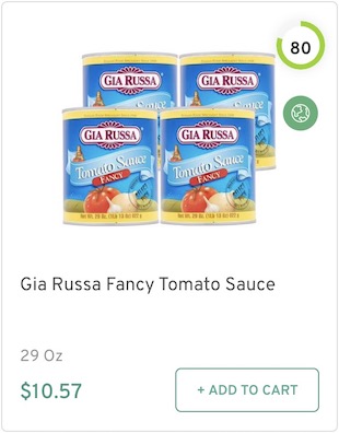 Gia Russa Fancy Tomato Sauce Nutrition and Ingredients
