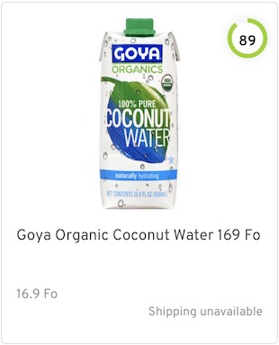 Goya Organic Coconut Water Nutrition and Ingredients