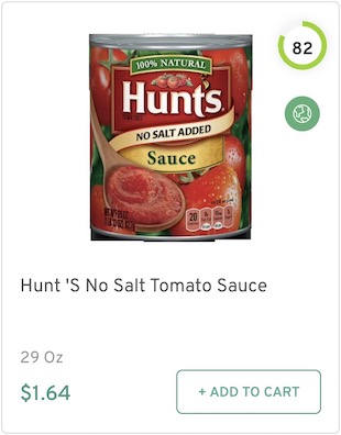 Hunt's No Salt Tomato Sauce Nutrition and Ingredients