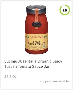 Lucini Italia Organic Spicy Tuscan Tomato Sauce Jar Nutrition and Ingredients