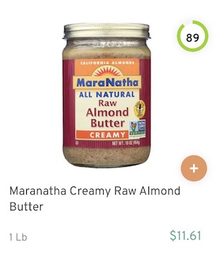 Maranatha Creamy Raw Almond Butter Nutrition and Ingredients